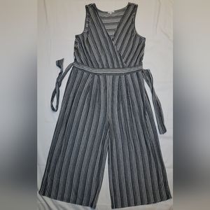 Maurices 0X Black and White Striped Jumsuit